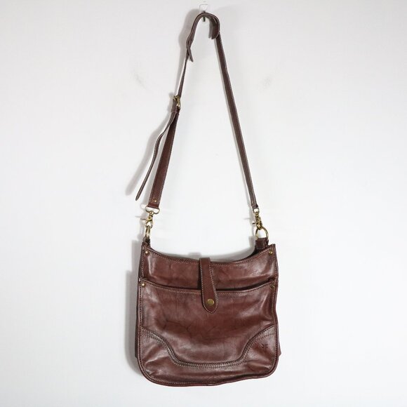 Frye Madison Leather Crossbody Saddle Satchel Purse Brown Bag Equestrian Boho - Picture 1 of 9